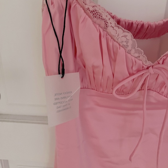 REVOLVE Kimberly Satin Mini Dress Baby Pink Large - Picture 7 of 11